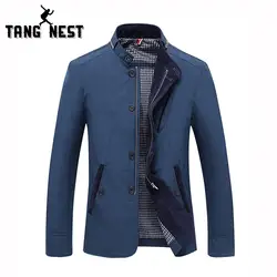 TANGNEST/для мужчин's куртки 2019 демисезонный модные повседневное тонкий мужчин куртка одноцветное цвет свободные размеры 4XL MWJ2033