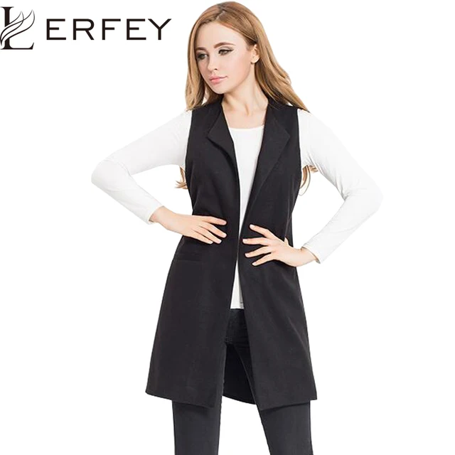 LERFEY Spring Vest Women Wool Blend Coat Waistcoat Ladies