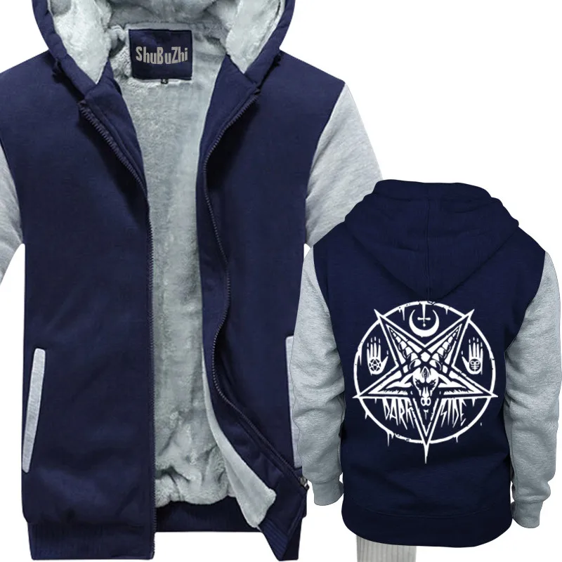 hoodie PENTAGRAM BAPHOMET Satan Swedish Music Group A metal nation winter thick jacket male coat sbz1099 - Цвет: navy grey