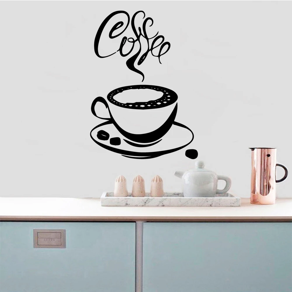 Free shipping Coffee Removable Art Vinyl Wall Stickers Removable Wall Sticker Home Party Decor Wallpaper