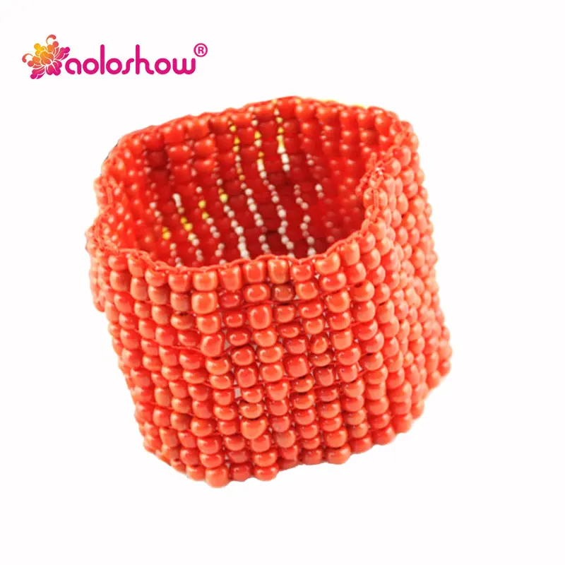 

AOLOSHOW Fashion White Seed Beads wide bracelet Women Jewellery Handmade Bangles Multi Row cuff bracelet Elasticity size BR-1244