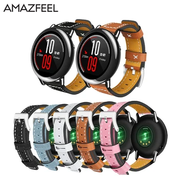 

Amazfit Genuine Leather WatchBand For Xiaomi Huami Amazfit Stratos Pace Bip Youth Strap replacement Bracelet Quick Release Band