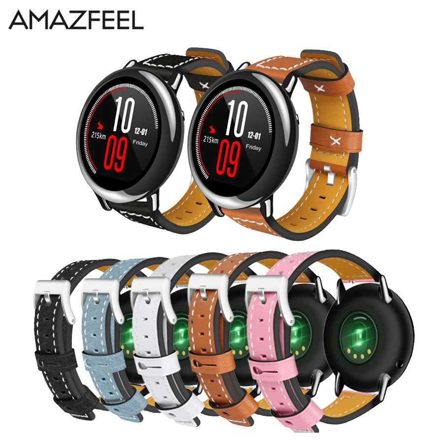 Ремешок для часов Amazfit из натуральной кожи Xiaomi Huami Stratos Pace Bip Youth ремешок сменный