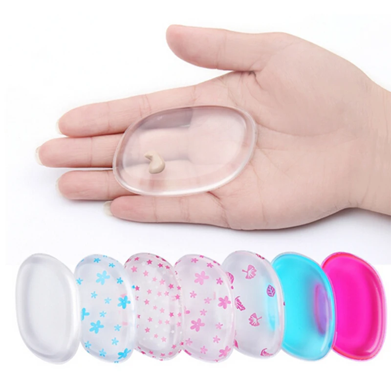 

1pc Makeup Tool Clear Silicone Powder Puff Ellipse Jelly Cosmetic Puff Not Sponge Powder Puff Zero Waste BB CC Cream