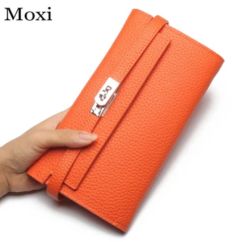 

New Women Wallet Genuine Leather Long Clutch Bag Female Fashion Ladies Money Bag Real Cowskin Card Holder New Female Purse