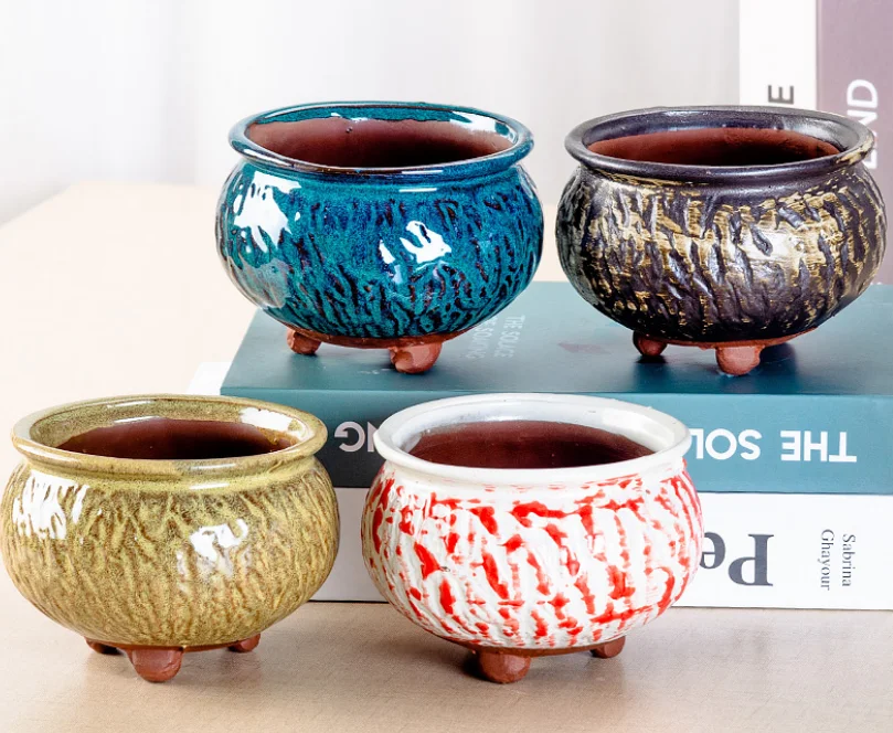 

Permeable Ceramic Fleshy Flower Pot Lot Ice-Crack Flower Pots For Juicy Plants Small Bonsai Pot Home and Garden Decor LFB632