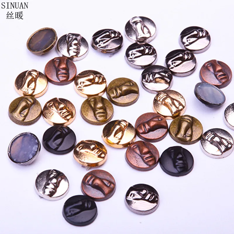 Iron on Copper Bronze Round Spikes Studs Adhesive Flatback Rivets 8 mm