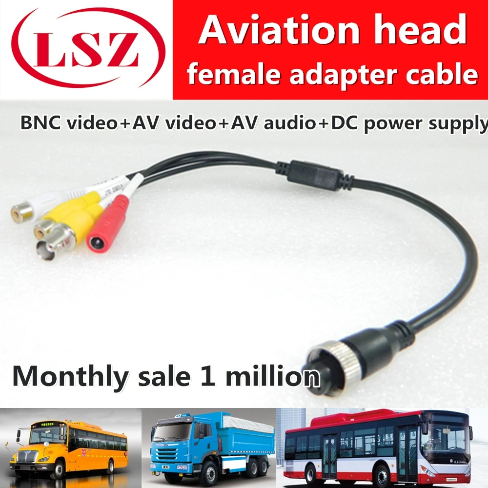 

Road pl spot wholesale aviation head adapter turn AV/DC/BNC Mobile dvr video cable
