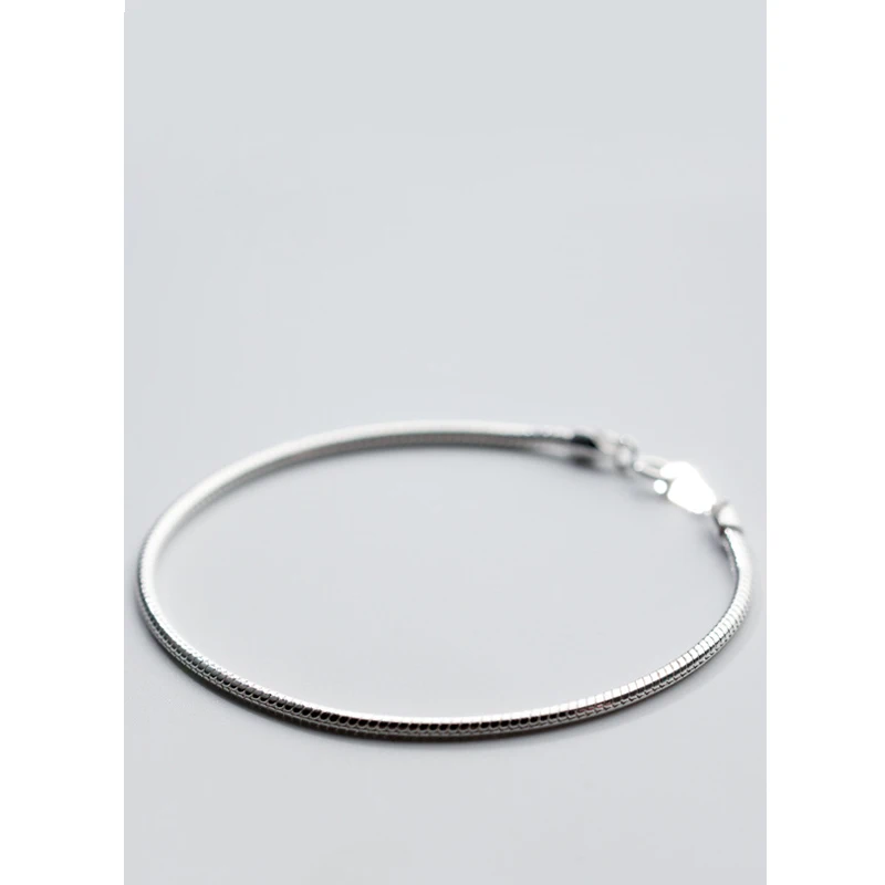 

La MaxZa 925 Sterling Silver Bracelets Minimalist Simple 2mm Snake Hand Chain Bracelets For Women Girls Friendship Jewelry