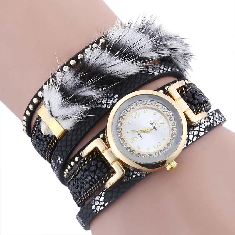 

New Luxury Fake Fur Women Watches Bracelet Watch Quartz Reloj High Quality Relogio Masculino Clock Watch Saat Female Jewelry