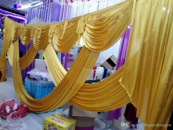

6 meter length wedding backdrop party decoration ice silk fabric drapery gold swag stage background drape curtain backdrop swags