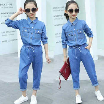 

New Kids Clothes Autumn Children Sets Long Sleeve Denim Coats+Long Pants 2PCS Suits Girls Clothing Spring Baby Girl Clothes Set
