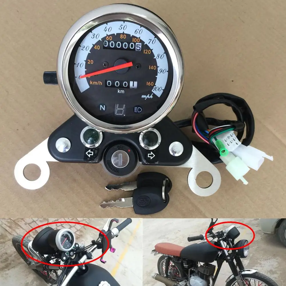 

AX100 Speedometer/Kilometer Odometer Gauge Tachometer Clock Assembly Ignition Switch Lock w/ Mount Bracket Kit for Suzuki AX 100