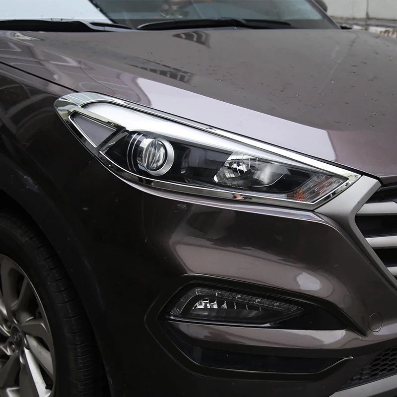

Car Styling 2PCS ABS Chromed Front Head Light Cover Trim For Hyundai Tucson 2016 2017 2018 2019