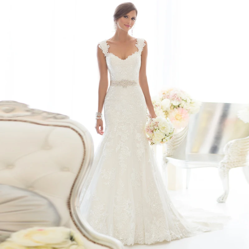 Vestido De Noiva 2018 кружева с пояса Элегантный Русалка 2015 свадебное платье Vestido De Casamento для матери невесты платья