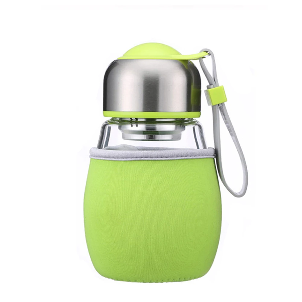 400ML 3 colors Glass Water Bottle Large Shaped Portable Plus Set Sports