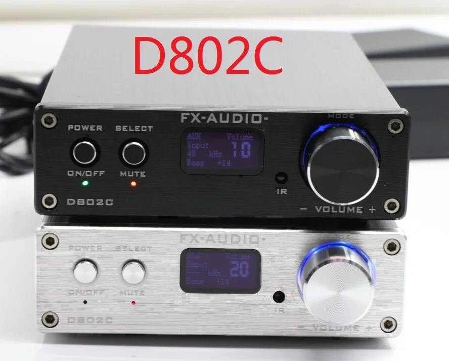 FX-Audio D802C Bluetooth@3.0 Pure Full Digital Audio Amplifier Input USB/AUX/Optical/Coaxial/BT 24Bit/192KHz 80W*2 OLED Display