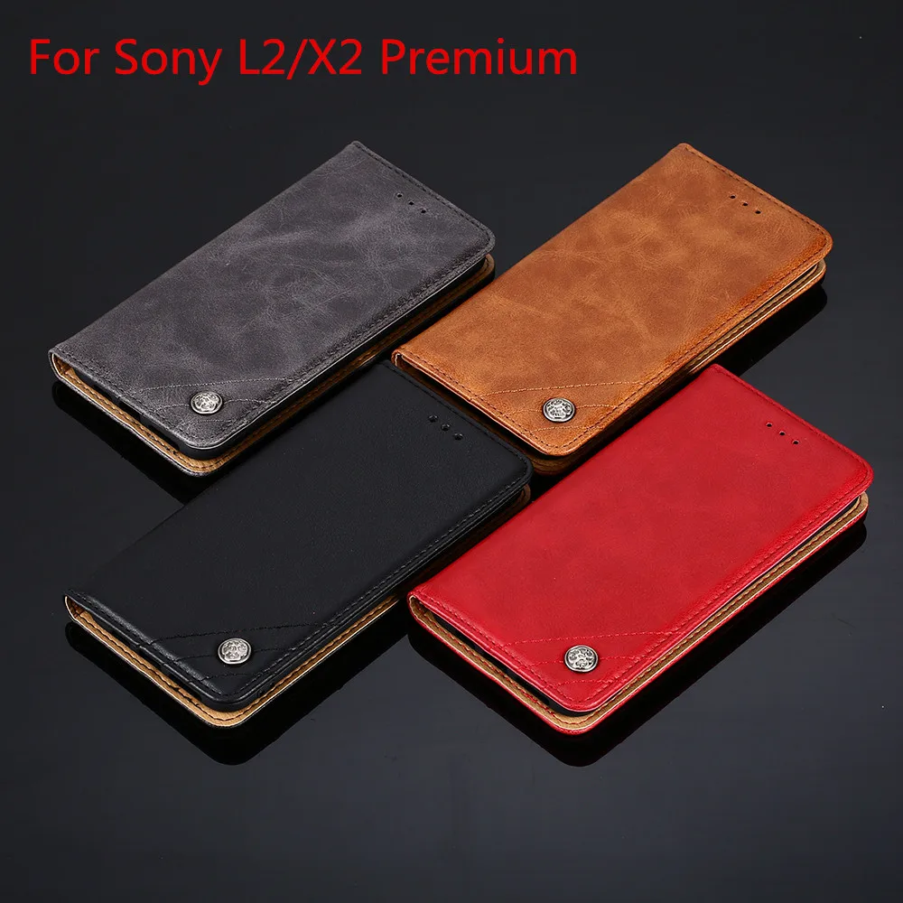 

Leather Wallet Flip Cover For Sony L2 X2 Premium Luxury Flip Pu Cross Pattem Pu Leather Phone Case