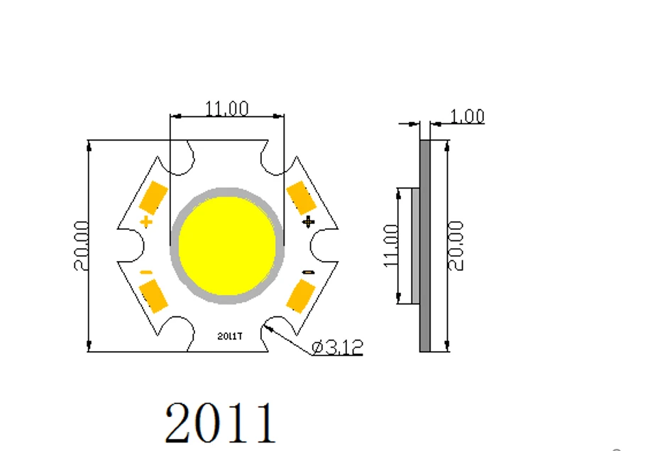 10 Вт Высокая мощность led 120LM/W 20x11 мм COB светодиодный чип 5 7 3 круглые светодиодные