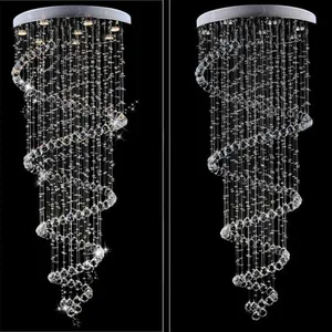 Image 3 - Nova moderna led k9 lustre de cristal villa luxo dupla escada lâmpada luzes da sala estar