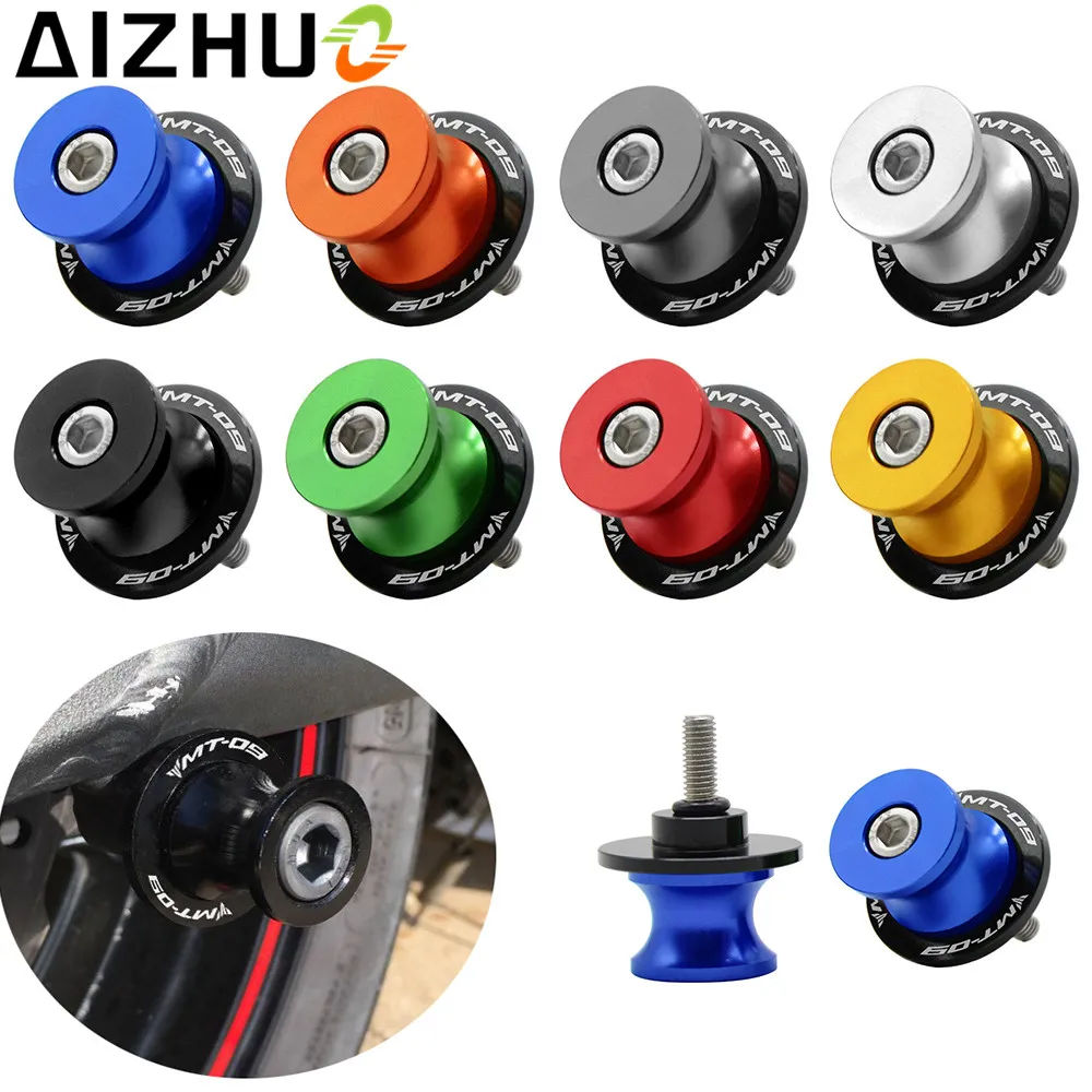 For YAMAHA MT09 MT 09 MT-09 MT-09 LOGO Motorcycle Swingarm Slider Spools 6mm CNC Aluminum Moto Motorbike Accessory Stand Screws