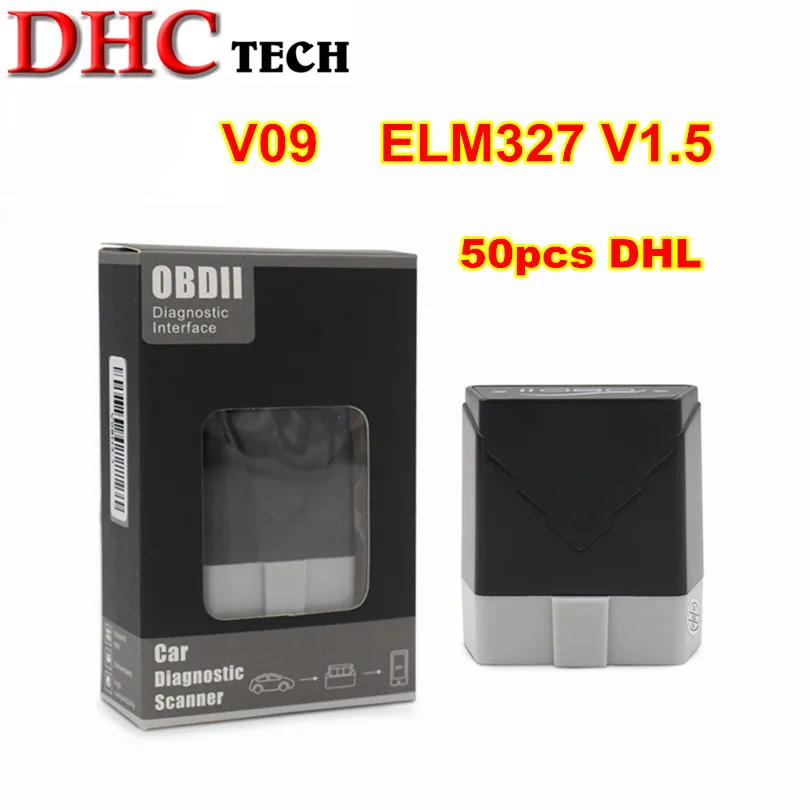 50pcs DHL V09 ELM327 V1.5 Car Diagnostic tool Interface Bluetooth elm327 OBDII obd2 Code Reader Scanner For Android IOS | Автомобили и