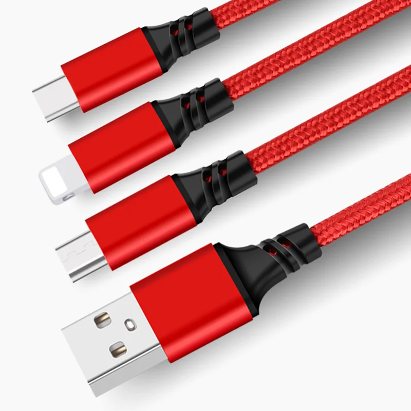 3 в 1 USB кабель для iPhone XS Max XR X 8 7 зарядное устройство Micro USB кабель 2 в 1 кабель для мобильного телефона usb type-c