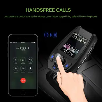 

1.8 Inch Color Screen Dual USB Port Modulator Vehicle Adapter AUX Port Bluetooth FM Transmitter Car Charger Kit