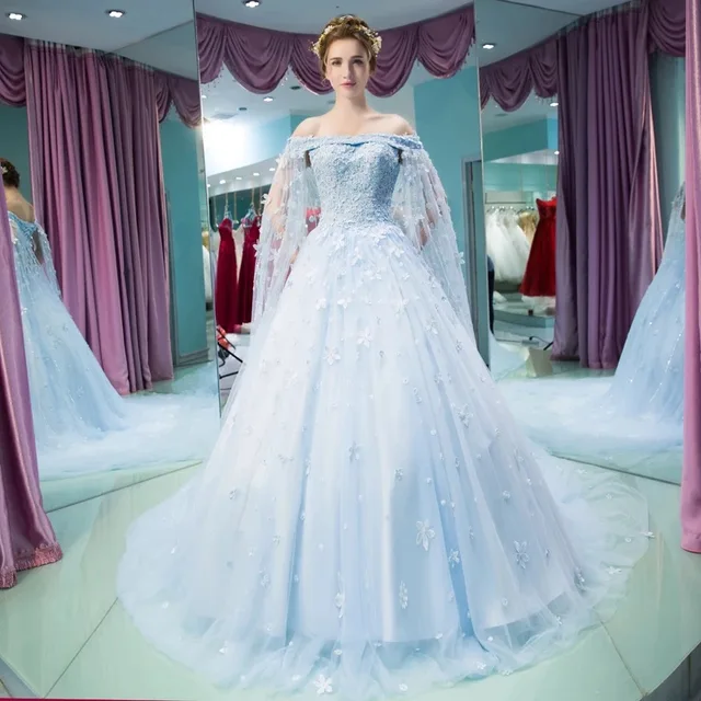 Vestido Noiva Vintage Light Blue Wedding Gown Robe De Mariee Vestido Noiva Vintage Light Blue Wedding Gown Robe De Mariee Princesse Plus Size Dress 2017