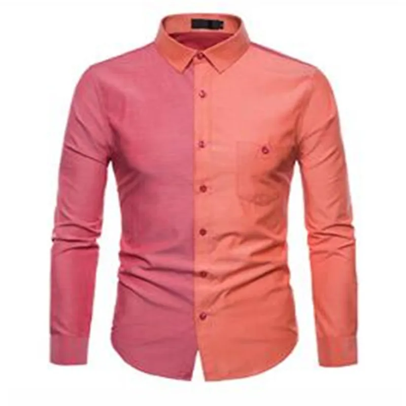 Для мужчин одежда 2018 новый бренд с длинным рукавом хлопковые рубашки для Для мужчин лоскутное мужской одеть 4 вида цветов Повседневное