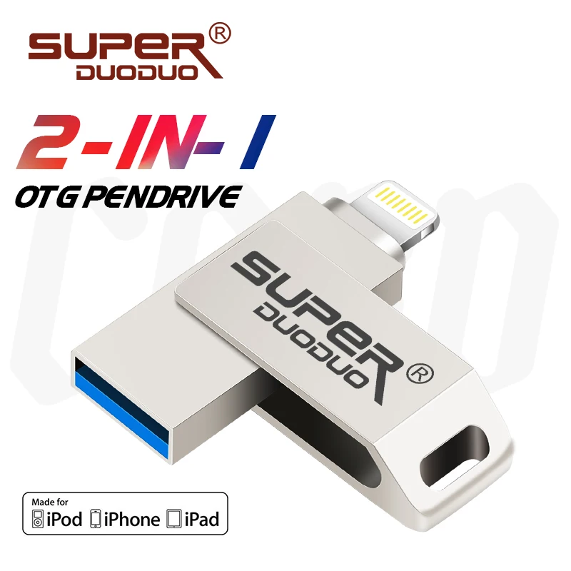 

Usb Flash Drive For iPhone 6/6s/6Plus/7/7Plus/8/X high speed Usb/Otg/Lightning 2 in 1 Pen Drive For iOS External Storage Devices