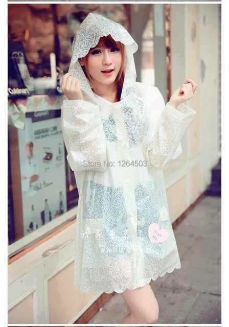 Free people lace raincoat paragraph trench women's flower raincoat poncho  classic light poncho grils top rain gear - AliExpress