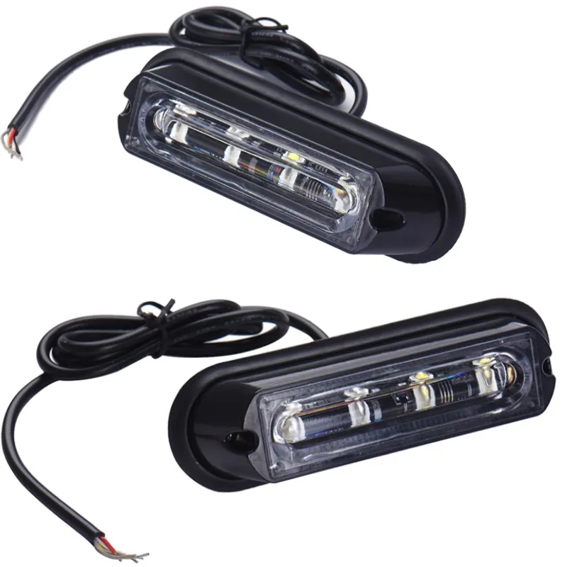 

2pcs Amber 4 Led Car Warning Day Light Flashing Fog Lamp Emergency Beacon Hazard Strobe Light Truck Trailer Caution Light 12V24V