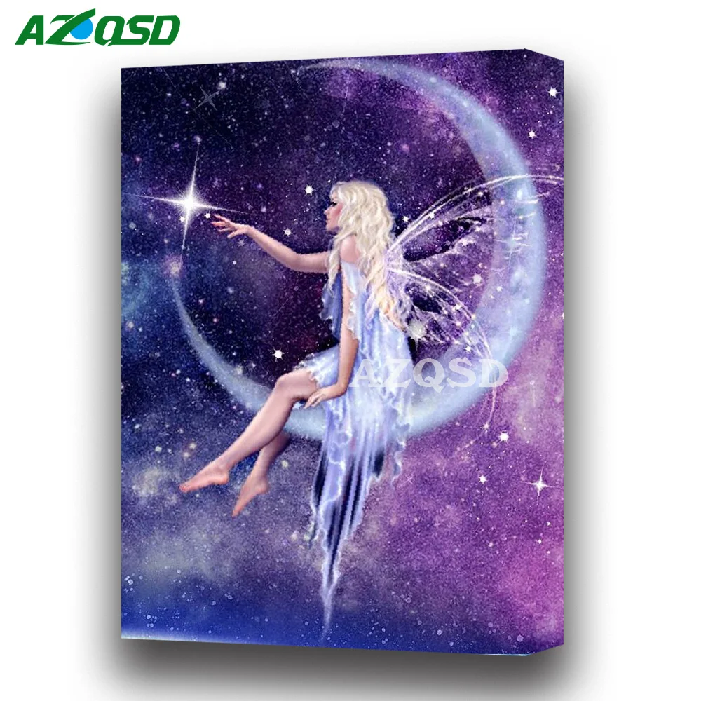 

AZQSD Full Square Diamond Painting Fairy Picture of Rhinestone 5D Diamond Embroidery SALE DIY Hobby Diamond Mosaic Bead Work Art