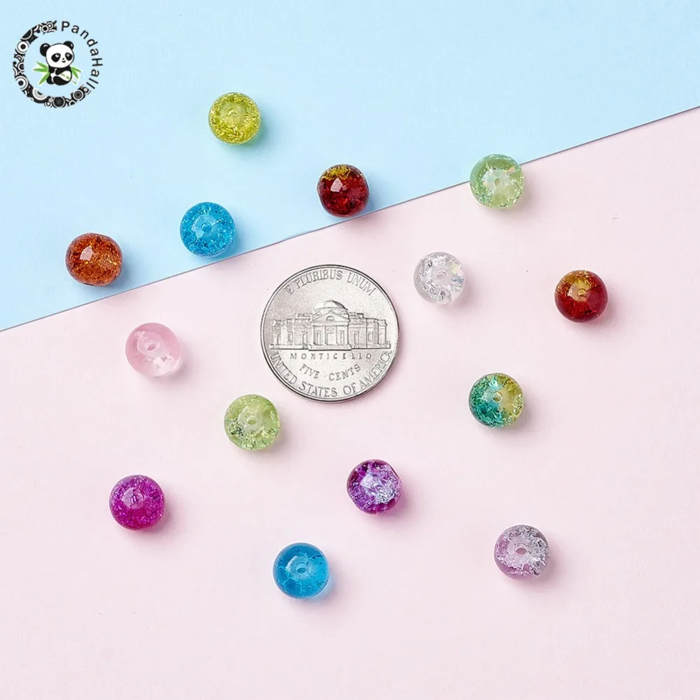 20 perles de verre Crackled Pink 12 mm