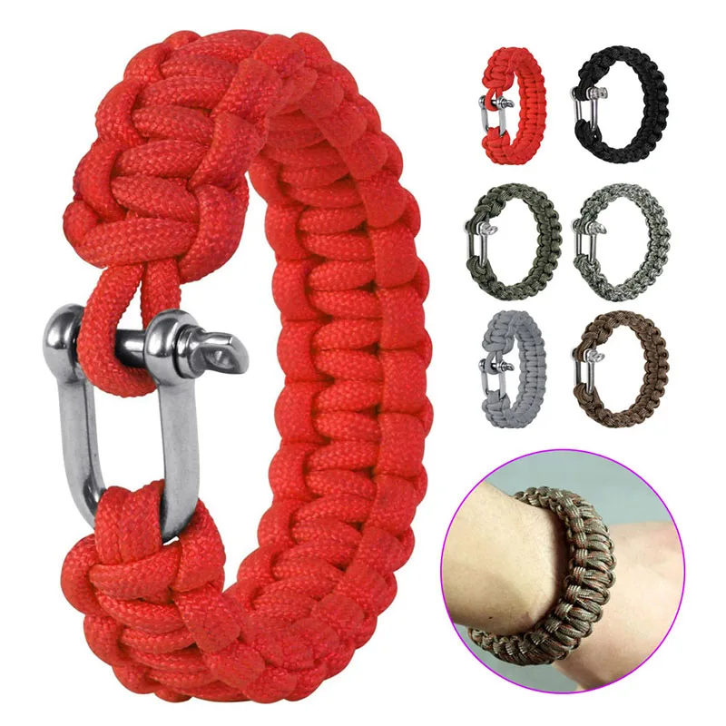 

Multifunctional U Shap Steel Buckle Parachute Cord Rope Bracelets Woven Bangles Outdoor Camping Hiking Survival Emergency Tools