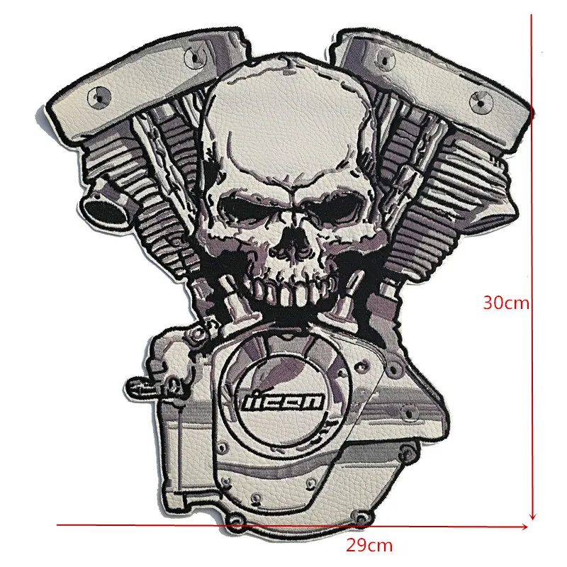 Супер панк нашивки для железной одежды байкер патч Большой Череп патч куртка наклейка мальчик джинсы жилет Аппликация DIY аксессуары