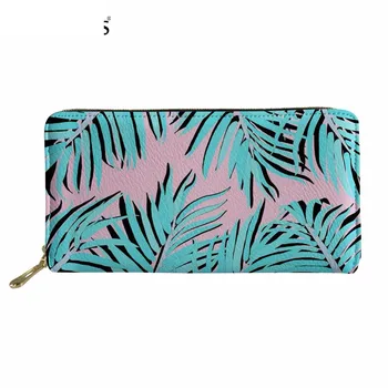 

Green Plant Tropical Rainforest Printing Woman Long PU Leather Wallet Fashion Female Clutch Purse Zipper Card Holder Murse Sumka