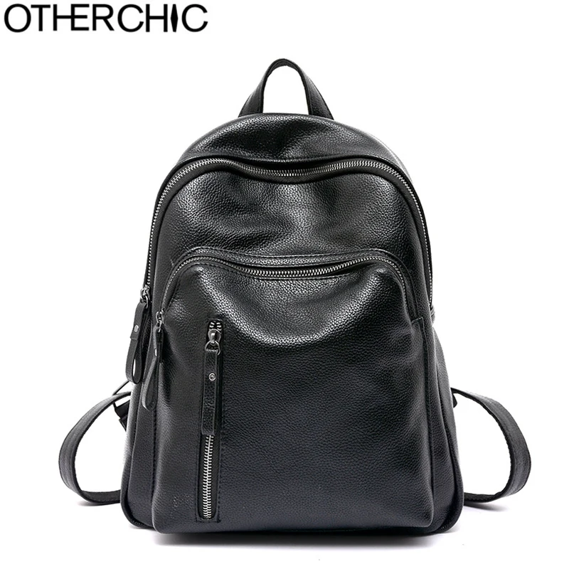 OTHERCHIC Brand Popular Women Backpack Black PU Leather Women's