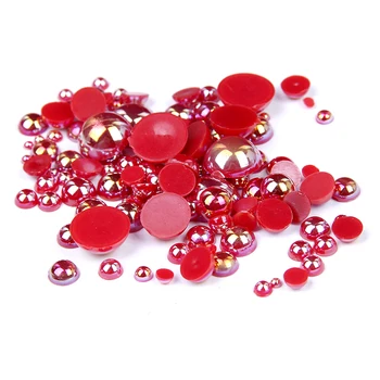 

4400pcs Red AB Blue AB color Mixed Sizes Beauty Half Pearls Beads For 3D Nails Stickers Art Backpack Clothes Design Decorations