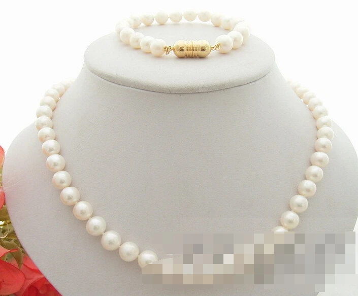 

free shipping 07746 White Pearl Necklace&Bracelet Set (A0423)
