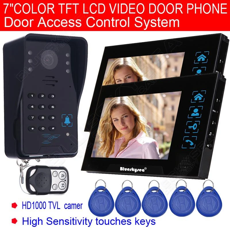 Blueskysea 2PCS 7 Monitor Video Home font b Door b font Bell Intercom Security font b