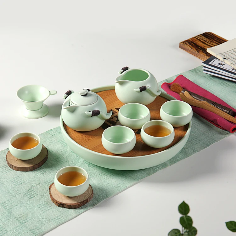 Ceramic Tea Set Kung Fu Tea Tray Bamboo Wood Japanese Tea ...