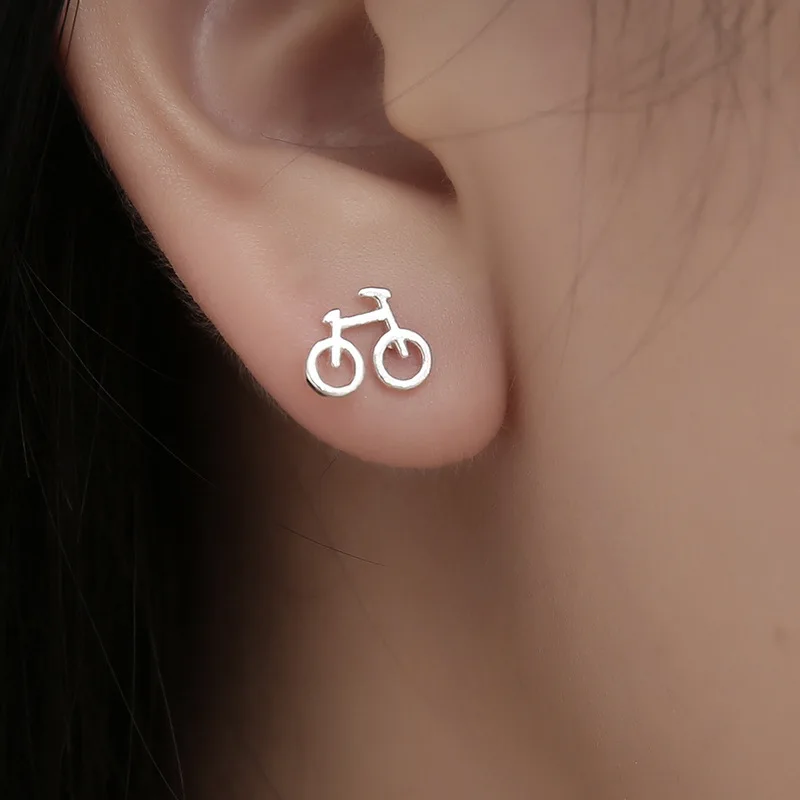

Personalized Silver Mini Bicycle Stud Earrings For Women Brief Gold Metal Bike Earrings Jewelry Girls Femme Bijoux 2019