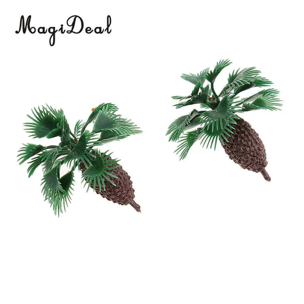 MagiDeal 10Pcs Plastic Palm Tree Model Train Track Street Railway Park Garden Scenery Miniature Scene Model Building Prop 5cm