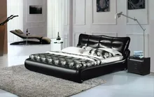 Cuero genuino suave cama dormitorio muebles para el hogar moderno