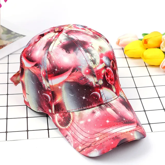 2018 New Women’s Starry Sky Printing Polyester Baseball Cap Summer Sun Hat Snapback Hip Hop Caps Cool Star Party Dance Hats