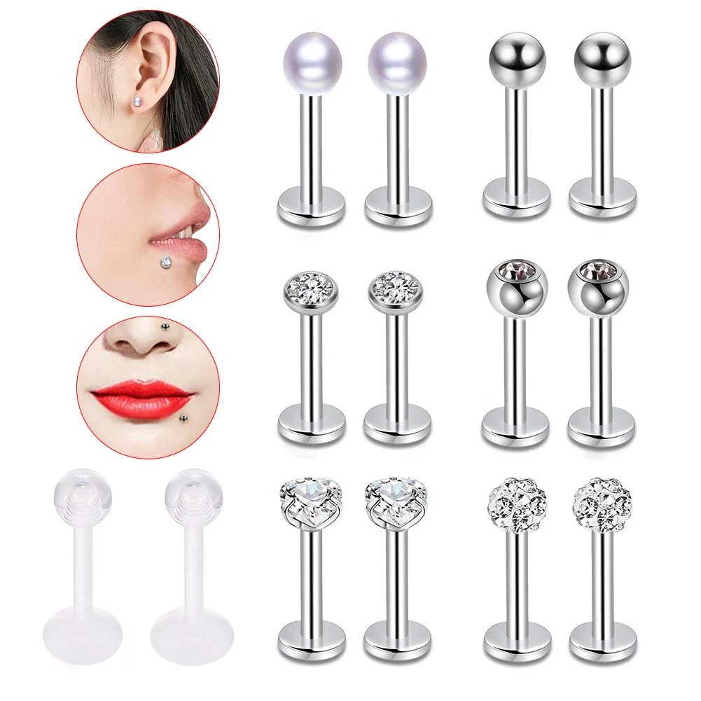

7 Pair Women Body Piercing Jewelry Lady Nose Lip Ear Nail Piercing Studs CX17