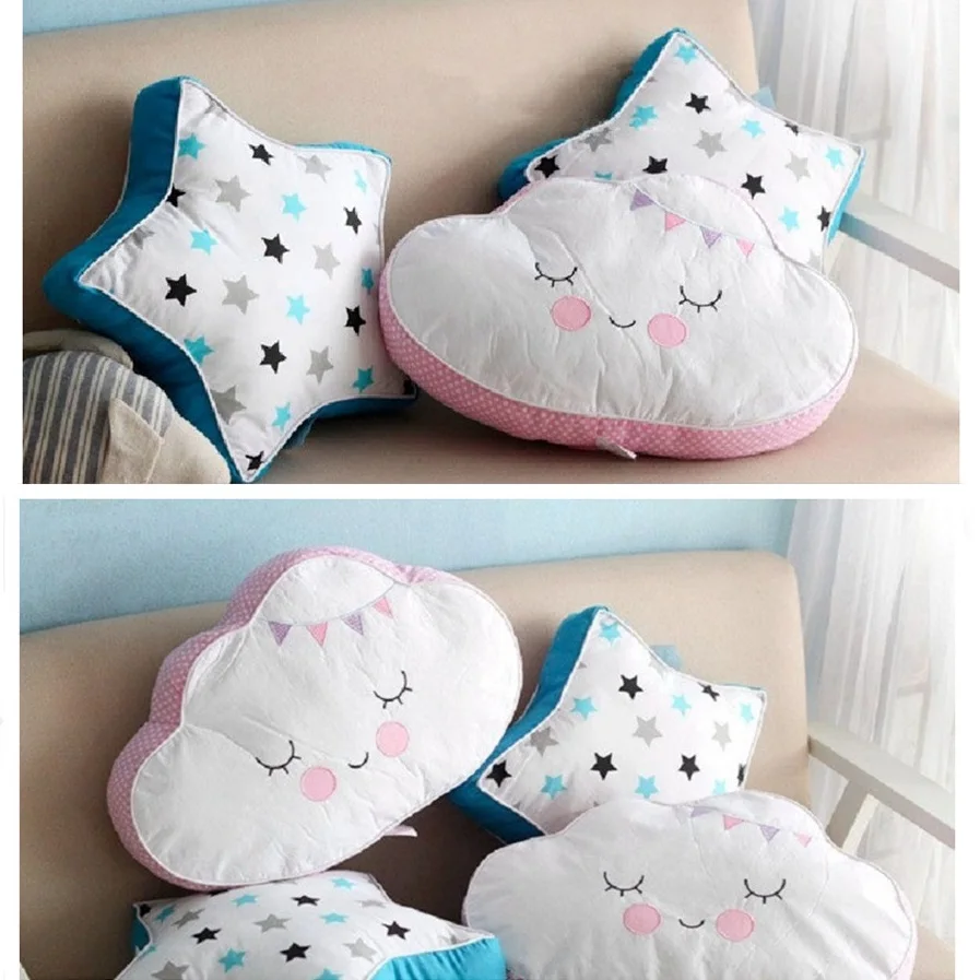 Cartoon Smile Cloud Star Cushion Pillow Baby Calm Sleep Dolls Nordic