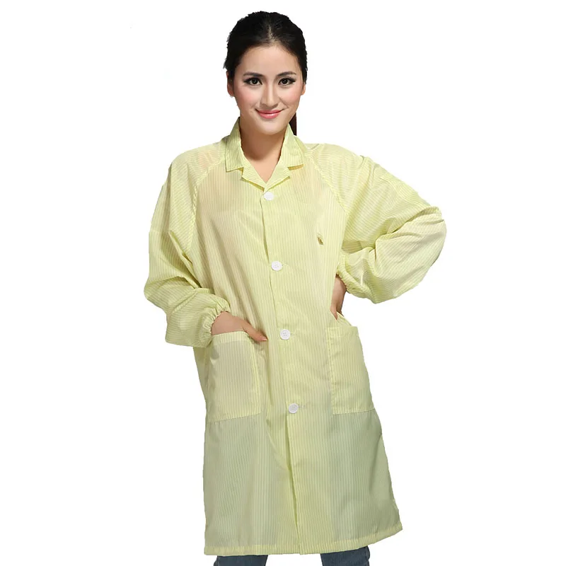 Защитная одежда чистая одежда антистатическое пальто рабочая одежда белый/синий/зеленый/желтый/розовый/серый цвет X-XXXL Размер B81612 - Цвет: Цвет: желтый